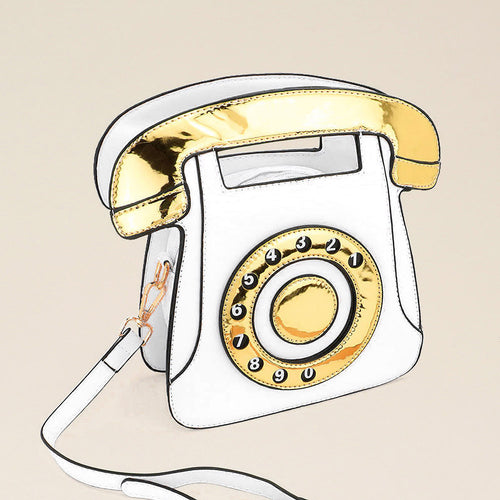 Telephone Shaped Crossbody Handbag - White