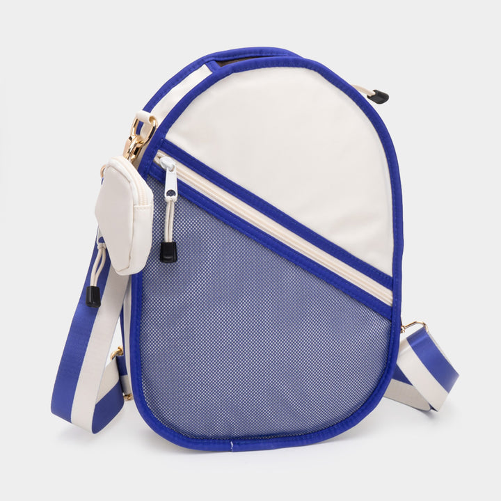 Ivory, Royal Blue Pickleball Sling Bag / Crossbody Bag