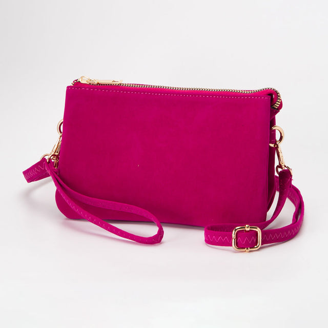 Madeline Love Fuchsia Plain Faux Suede Crossbody Clutch Bag - Bags & Wallets