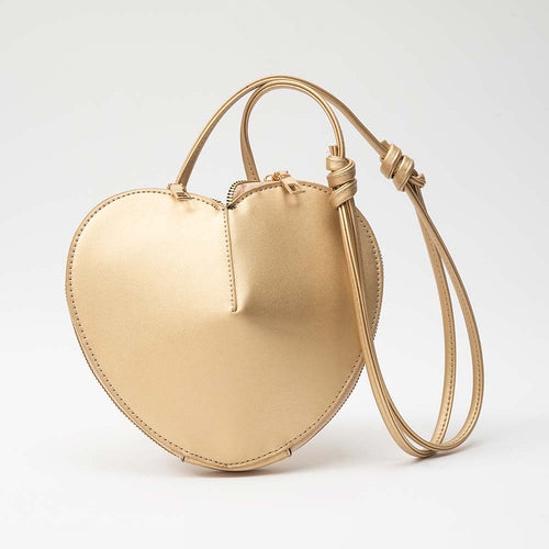 Faux Leather Heart Shaped Crossbody Bag - Gold