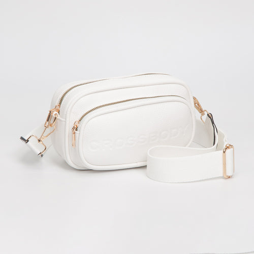 Faux Pebbled Leather Structured Crossbody Bag - Blue