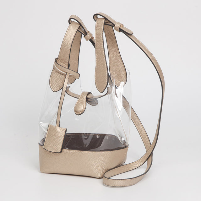 Madeline Love Clear, Gold Transparent Bucket Shoulder Bag Crossbody Bag - Bags & Wallets