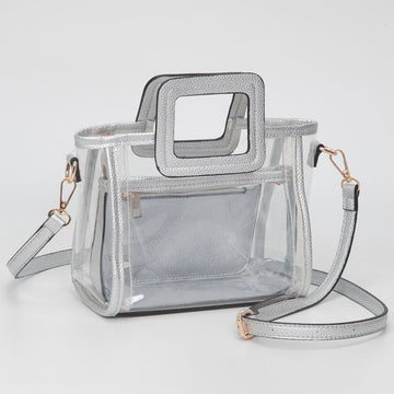 Madeline Love Clear, Silver Transparent 3-piece Crossbody Handbag Set - Bags & Wallets