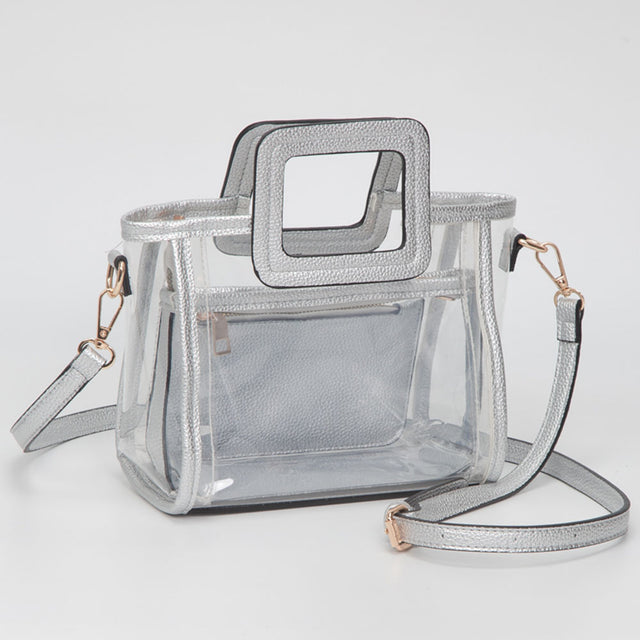 Madeline Love Clear, Silver Transparent 3-piece Crossbody Handbag Set - Bags & Wallets