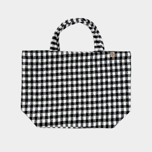 Buffalo Check Patterned Tote Bag - Black
