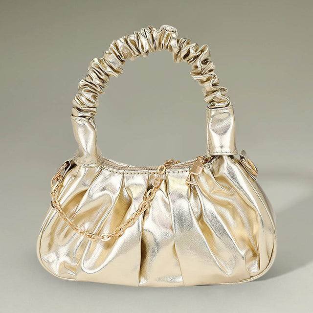 Madeline Love Gold Metallic Faux Leather Top Handle Crossbody Bag - Bags & Wallets