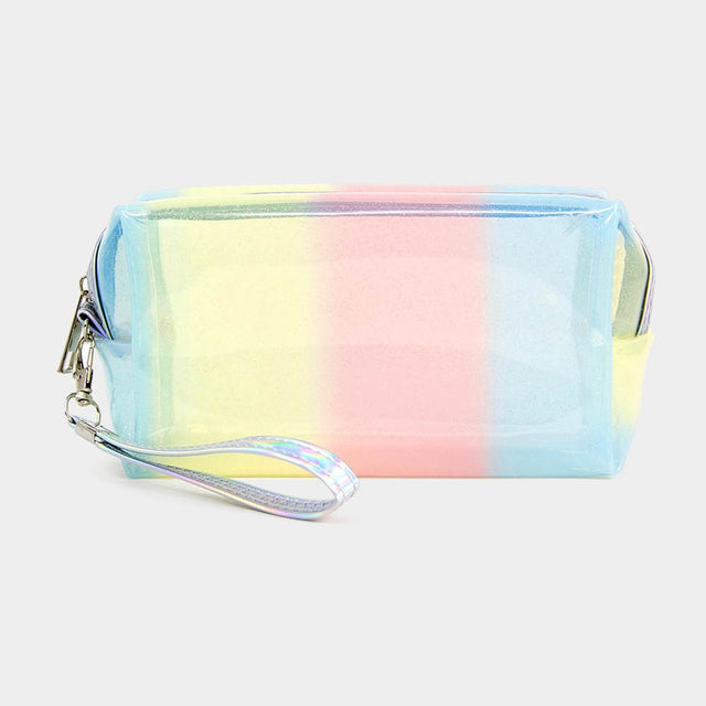Madeline Love Multi Pastel Color Striped Pouch Bags - Beauty & Cosmetics