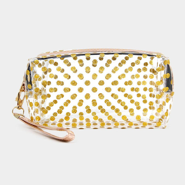 Madeline Love Gold Glittered Polka Dots Pouch Bag - Bags & Wallets