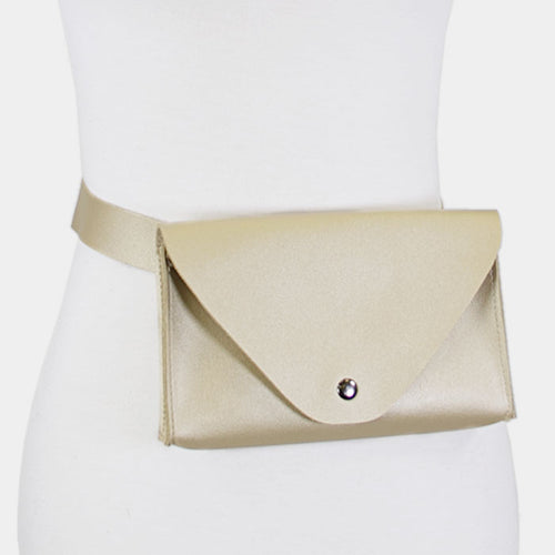 Faux Leather Solid Envelope Fanny Pack - Gold