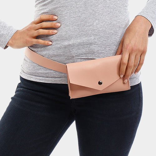 Faux Leather Solid Envelope Fanny Pack - Silver