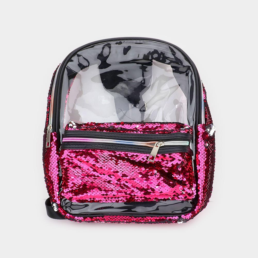Sequin Rainbow Zipper Transparent Mini Backpack