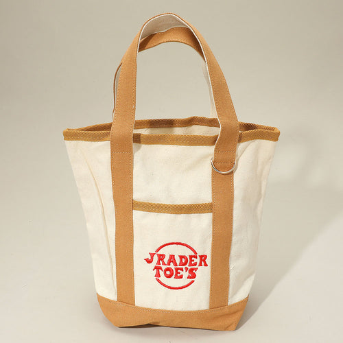 Jrader Toes Message Embroidered Small Multi Purpose Canvas Tote Bag - Pink