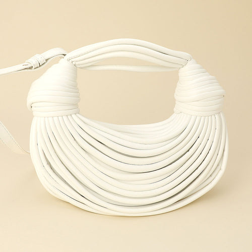 Faux Leather Contemporary Sculpted Shoulder Handbag - White
