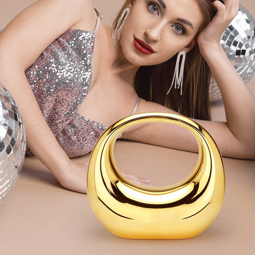 Acrylic Moon Shape Evening Bag / Clutch Bag - Gold