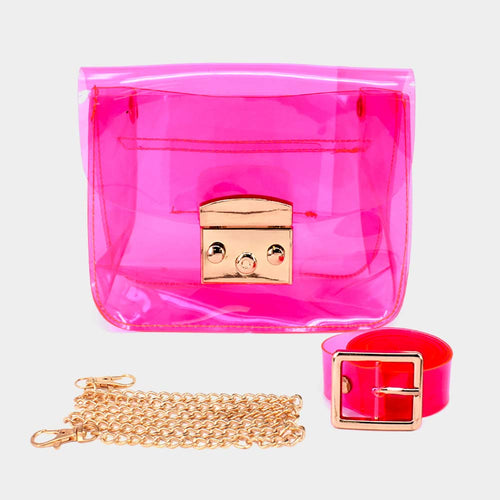 Transparent Jelly Fanny Pack / Belt / Crossbody Bag - Pink