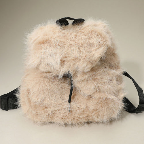 Faux Fur Cozy Backpack - Beige
