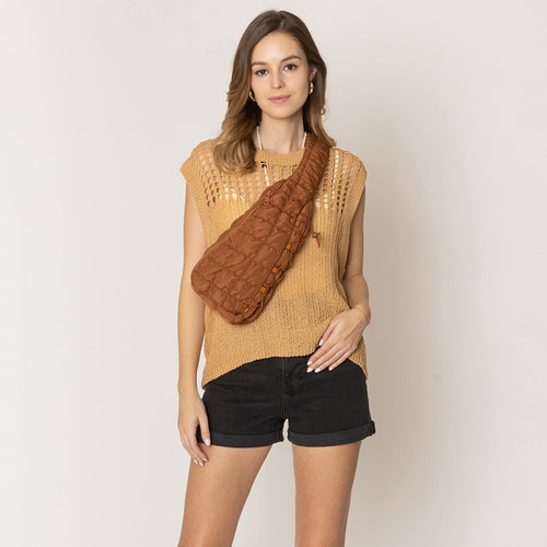 Quilted Sling Bag - Brown