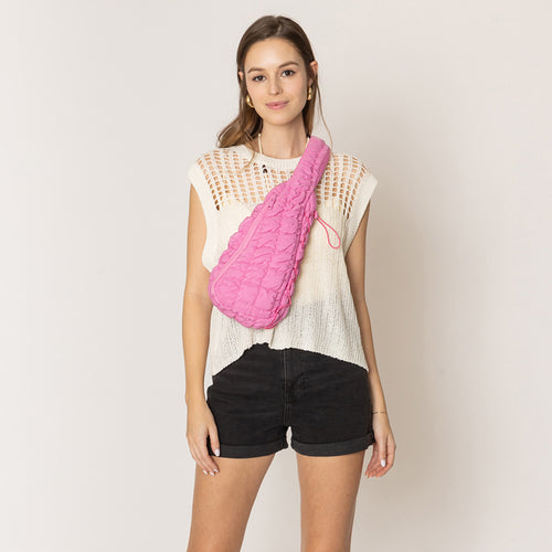 Quilted Sling Bag - Pink