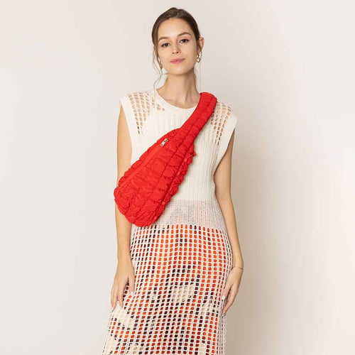 Quilted Sling Bag - Red