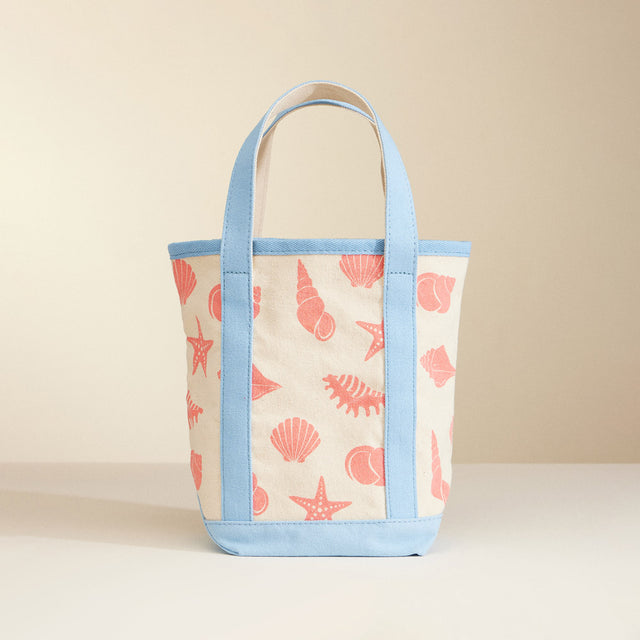 Light Blue Seashell Starfish Pattern Tote Bag