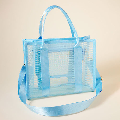 PVC Jelly Crossbody Tote Bag - Light Blue