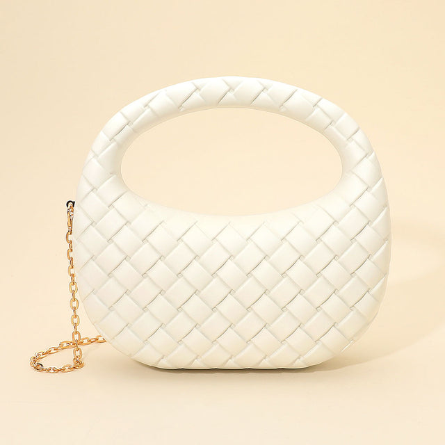 Madeline Love White Hard Shell Braided Woven Top Handle Crossbody Handbag - Bags & Wallets