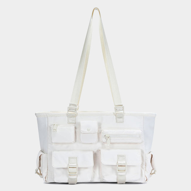 Madeline Love Cream Multi Pocket Utility Shoulder Tote Bag - Bags & Wallets