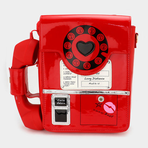 Telephone Shaped Shoulder / Crossbody Bag - Red