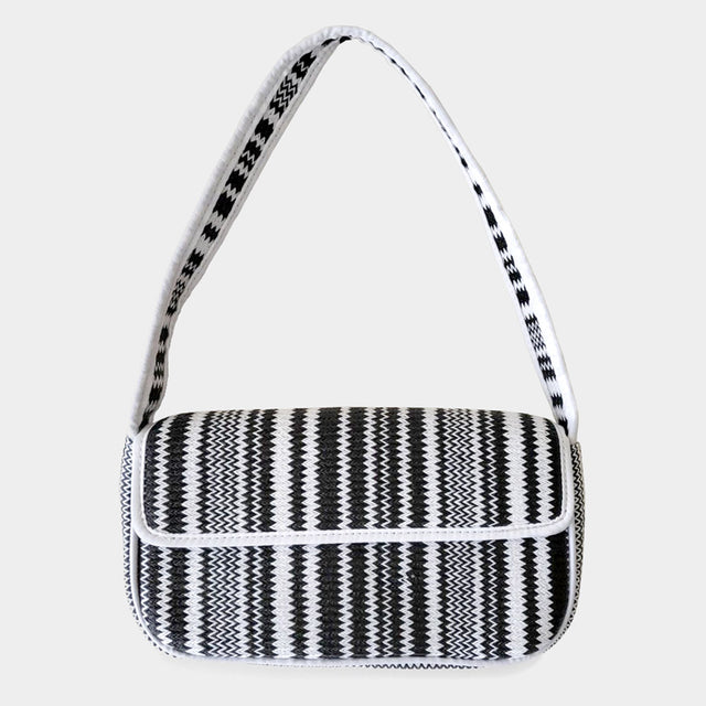 Madeline Love Black Straw Rectangle Shoulder Bag - Bags & Wallets
