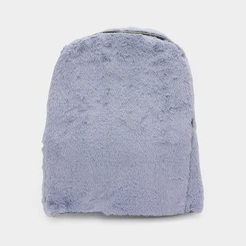 Madeline Love Gray Solid Faux Fur Backpack Bag - Bags & Wallets