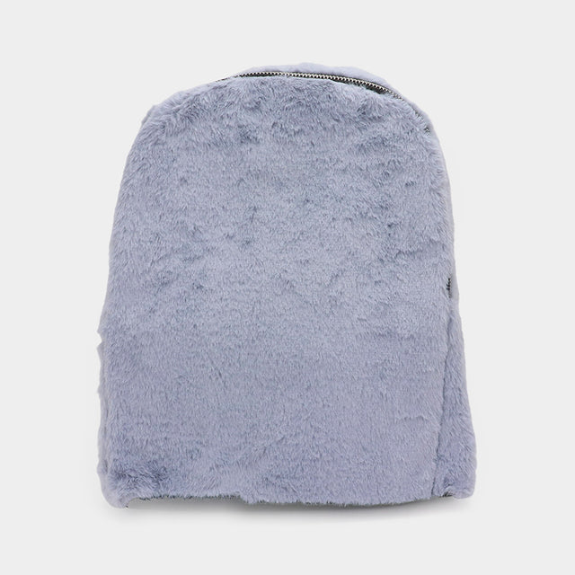 Madeline Love Gray Solid Faux Fur Backpack Bag - Bags & Wallets