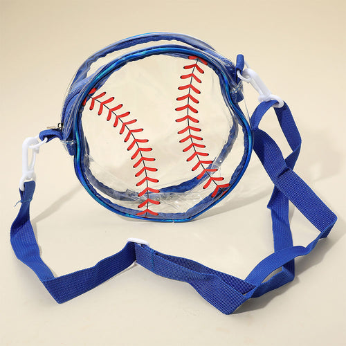 Baseball Transparent Round Crossbody Bag - Royal Blue