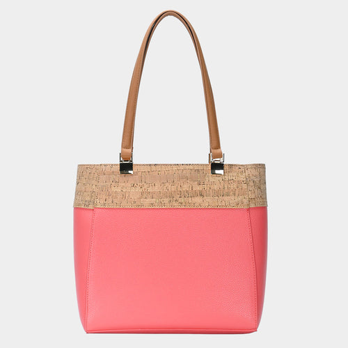 Faux Leather Shoulder Bag - Coral