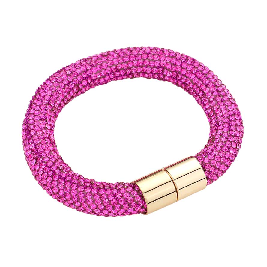 Fuchsia Bling Magnetic Bracelet, enhance your attire with this beautiful bracelet to show off your fun trendsetting style. It can be worn with any daily wear such as shirts, dresses, T-shirts, etc. It's a perfect birthday gift, anniversary gift, Mother's Day gift, holiday getaway, or any other event.