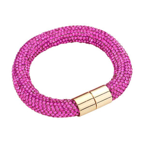 Fuchsia Bling Magnetic Bracelet, enhance your attire with this beautiful bracelet to show off your fun trendsetting style. It can be worn with any daily wear such as shirts, dresses, T-shirts, etc. It's a perfect birthday gift, anniversary gift, Mother's Day gift, holiday getaway, or any other event.