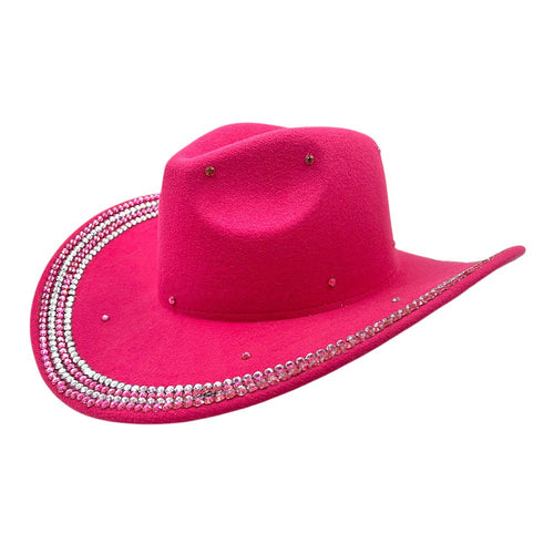 Sombrero vaquero occidental con tachuelas brillantes - Fuchsia