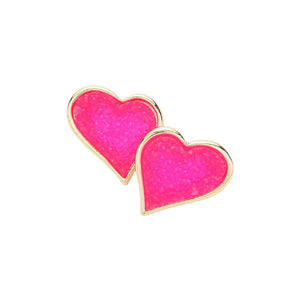 Fuchsia Druzy Heart Stud Earrings, Enhance your look with these stunning earrings. The unique druzy hearts add a touch of elegance and sparkle to any outfit. Crafted with high-quality materials, these earrings are perfect for any occasion. Elevate your style and make a statement with these must-have earrings.