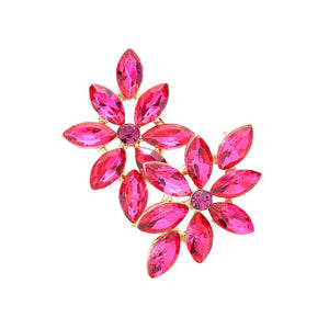 Fuchsia Floral Marquise Stone Cluster Evening Earrings, these elegant earrings feature a Marquise-cut stone cluster design in a floral motif with a range of sparkling Cubic Zirconia gems. These earrings are sure to eye-catching element to any outfit. Awesome gift for birthdays, anniversaries, or any special occasion.