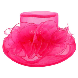 Fuchsia Flower Accented Dressy Hat. Stylish Stunning ladies hat designed with a Feather Mesh Dressy hat, noble, delicate feathers and easy wearing also add glamour and fancy charming. Suitable for photography, costume party, bridal party, wedding, church, cocktail party and tea party ,Wear it to parties, weddings, Performance or any Events any Special Occasion.