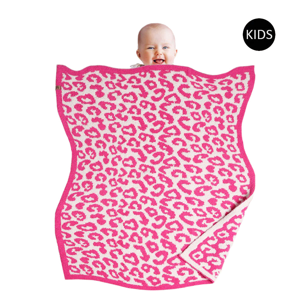 Fuchsia Kids Leopard Patterned Animal Print Comfy Warm Soft Cozy Blanket; great for relaxing at home, watching a movie or going to sleep, this soft cozy blanket will keep you warm and comfortable. Nice and easy to fold and transport, bring this luxurious cozy blanket wherever you go! Perfect Birthday Gift, Anniversary Gift, Christmas Gift, Housewarming Present