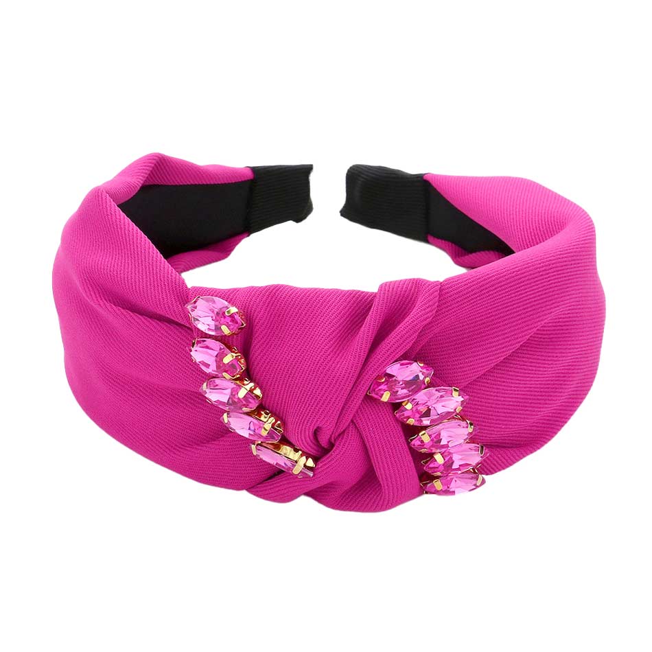 Fuchsia Marquise Stone Embellished Knot Burnout Headband, get ready with this marquise stone knot headband to receive the best compliments on any special occasion. This classy marquise stone headband is perfect for parties, Weddings, and Evenings. Awesome gift for anniversaries, Valentine’s Day, or any special occasion.