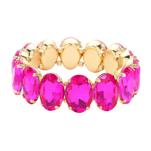 Fuchsia Oval Stone Stretch Evening Bracelet, get ready with this oval stone bracelet to receive the best compliments on any special occasion. This classy evening bracelet is perfect for parties, Weddings, and Evenings. Awesome gift for birthdays, anniversaries, Valentine’s Day, or any special occasion.