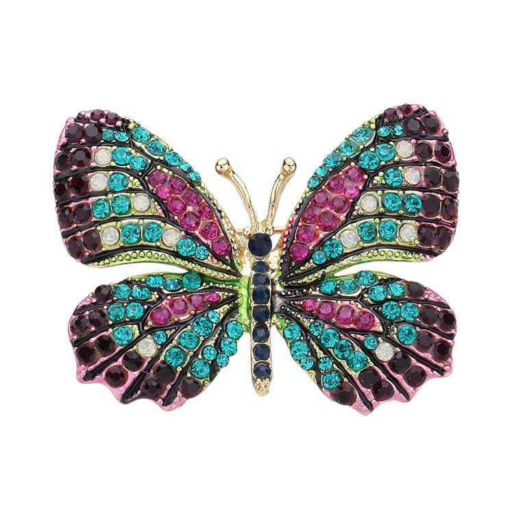 Fuchsia Purple Rhinestone Pave Butterfly Pin Brooch adds a touch of elegance to any outfit. Featuring dazzling rhinestones in a pave butterfly design, this pin exudes a sophisticated and polished look. Perfect for both casual and formal occasions, this versatile accessory will elevate any ensemble.