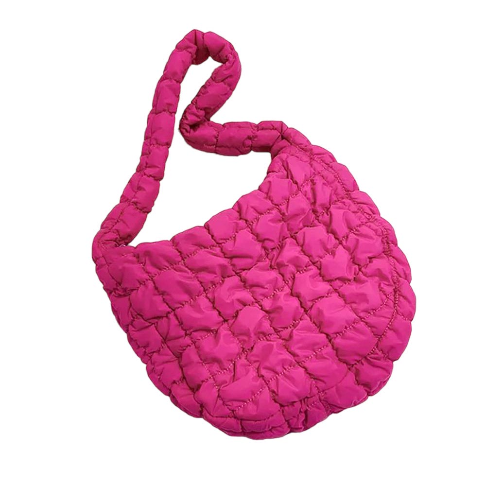 Fuchsia Quilted Puffer Tote Shoulder Bag, is perfect to carry all your handy items with ease. This handbag features a top zipper closure for security that makes your life easier and trendier. This is the perfect gift idea for a birthday, holiday, Christmas, anniversary, Valentine's Day, etc.