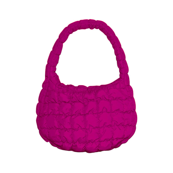 Fuchsia Quilted Puffer Tote Shoulder Bag, Stay warm and stylish with this bag. Made of durable material, it is insulated to keep you cozy in the coldest conditions. The shoulder straps make it comfortable and convenient to carry, so you can bring everything you need with ease. Perfect for gifting on every occasion.