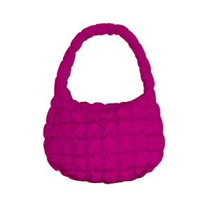 Fuchsia Quilted Puffer Tote Shoulder Bag, Stay warm and stylish with this bag. Made of durable material, it is insulated to keep you cozy in the coldest conditions. The shoulder straps make it comfortable and convenient to carry, so you can bring everything you need with ease. Perfect for gifting on every occasion.