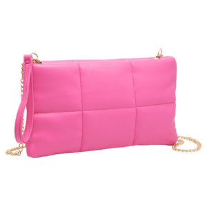 Fuchsia Quilted Solid Faux Leather Crossbody Bag, Crafted with high-quality faux leather, this bag is both stylish and highly resistant to wear and tear. Its adjustable strap and sleek quilted pattern make it comfortable and fashionable. Wear it for any occasion. Nice gift item to family members and friends on any occasion.
