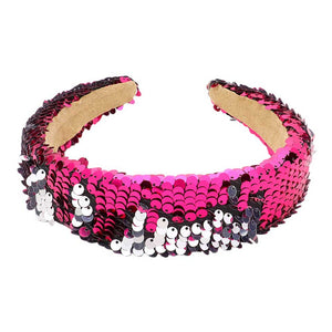 Fuchsia Reversible Sequin Headband, create a natural & beautiful look while perfectly matching your color with the easy-to-use sequin headband. Push your hair back and spice up any plain outfit with this headband! Be the ultimate trendsetter & be prepared to receive compliments wearing this chic headband with all your stylish outfits! 