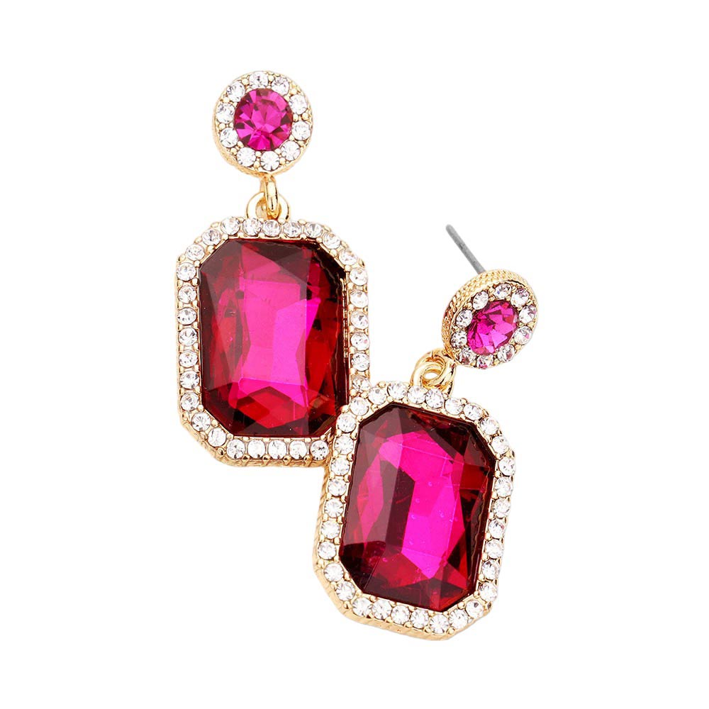 Fuchsia Rhinestone Rectangle Stone Evening Earrings, boast an elegant, timeless design with glistening rhinestones to add a touch of sophistication to your look. The alloy metal is sturdy and durable, making these earrings perfect for any special occasion or day-to-day wear. An exquisite gift for loved ones on any special day.