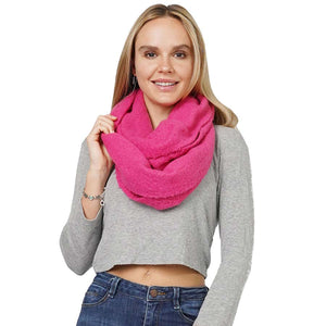 Fuchsia Soft Knit Infinity Scarf, is delicate, warm, on-trend & fabulous, and a luxe addition to any cold-weather ensemble. This knit infinity scarf combines great fall style with comfort and warmth. It's a perfect weight and can be worn to complement your outfit. Perfect gift for birthdays, holidays, or any occasion.